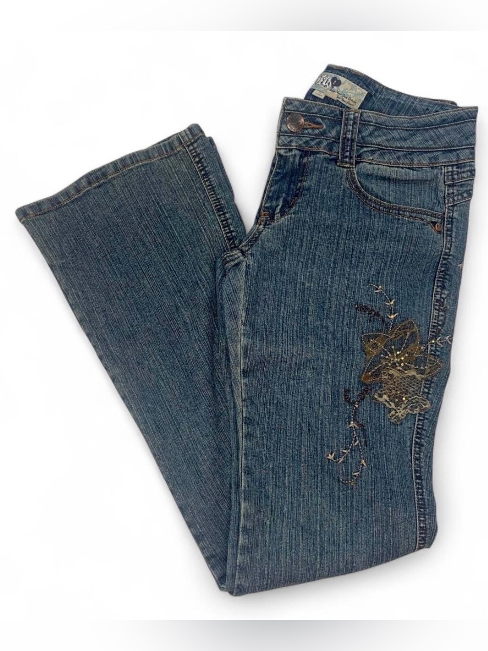 Jolt Denim Y2K Low Rise Jeans with embroidered appliqué Size 3